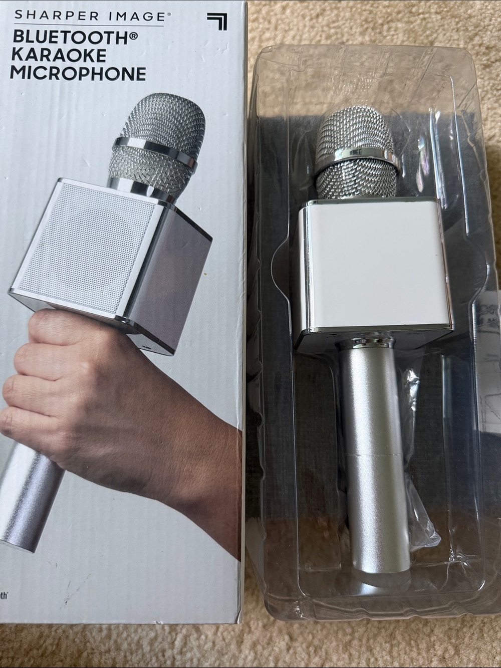 Sharper Image !!! Silver Bluetooth Karaoke Microphone - Metallic Silver